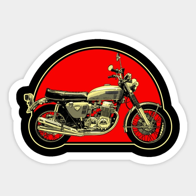 1969 Honda CB750 Retro Red Circle Motorcycle Sticker by Skye Bahringer